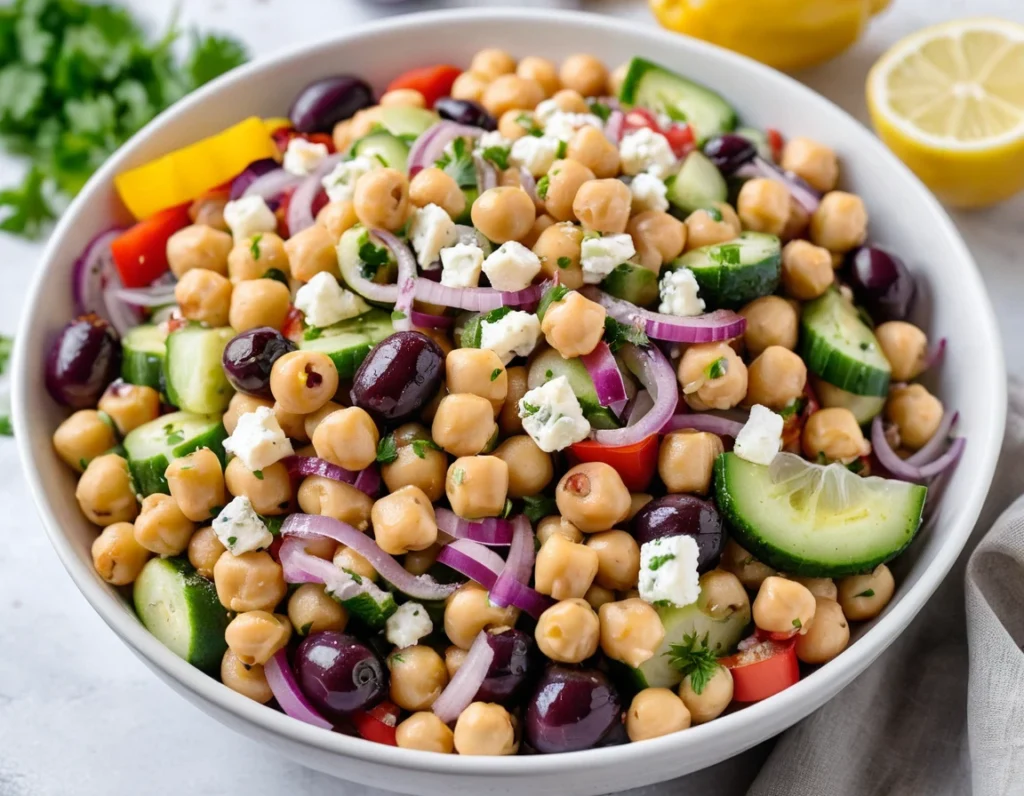 Mediterranean Chickpea Salad with Feta & Olives Recipe